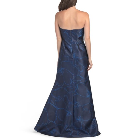RENE BY RENE RUIZ Navy Strapless Jacquard Mermaid Gown - Picture 2 of 2